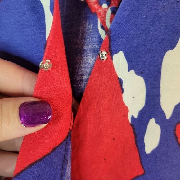 Vintage Handmade Cotton Wrap Front Mini Dress - Picture 3 of 15